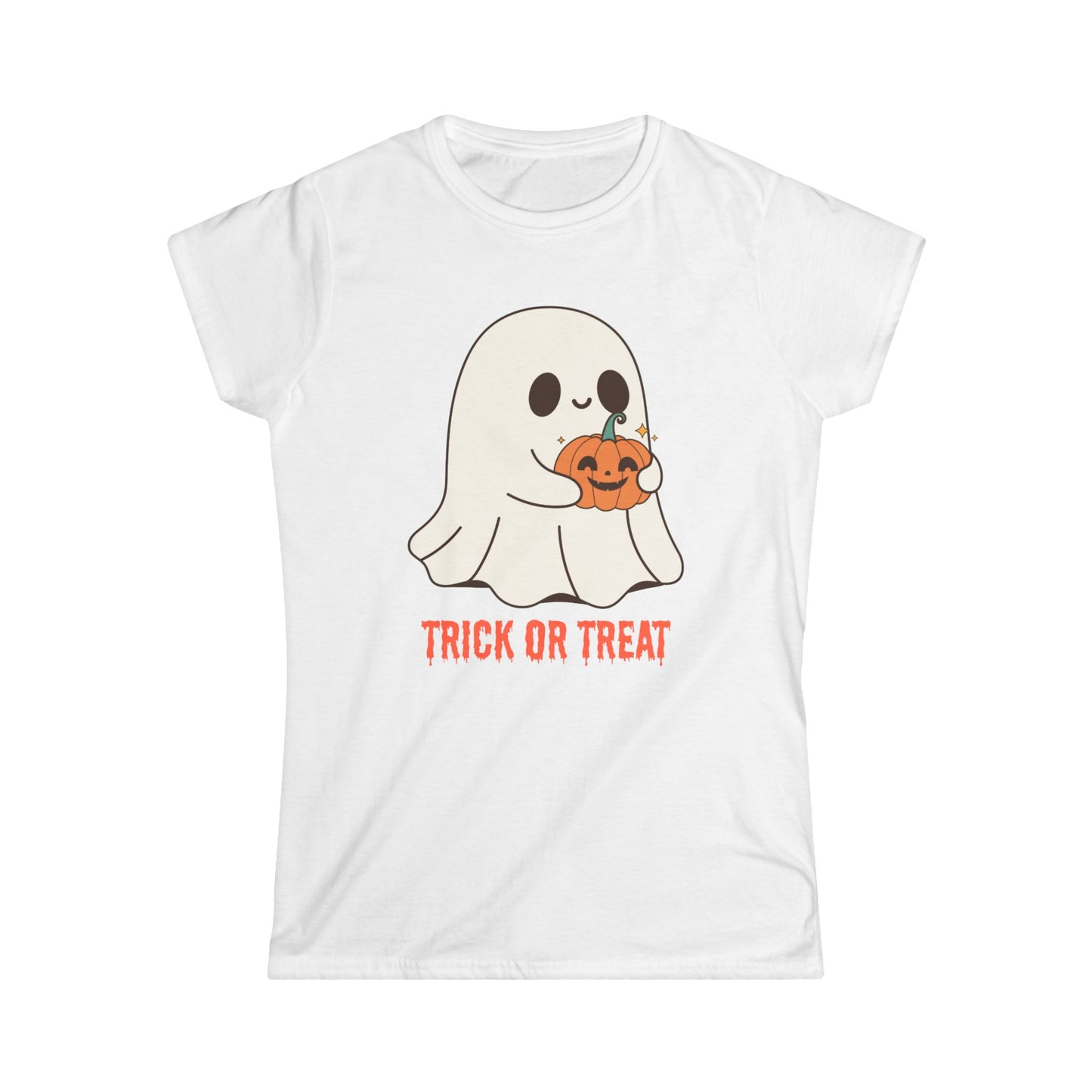 Cute Ghost Halloween Shirt for Women – Spooky Season Tee, Trick or Treat Party Top, Scary Cute Fall Graphic T-Shirt, Halloween Gift for Her