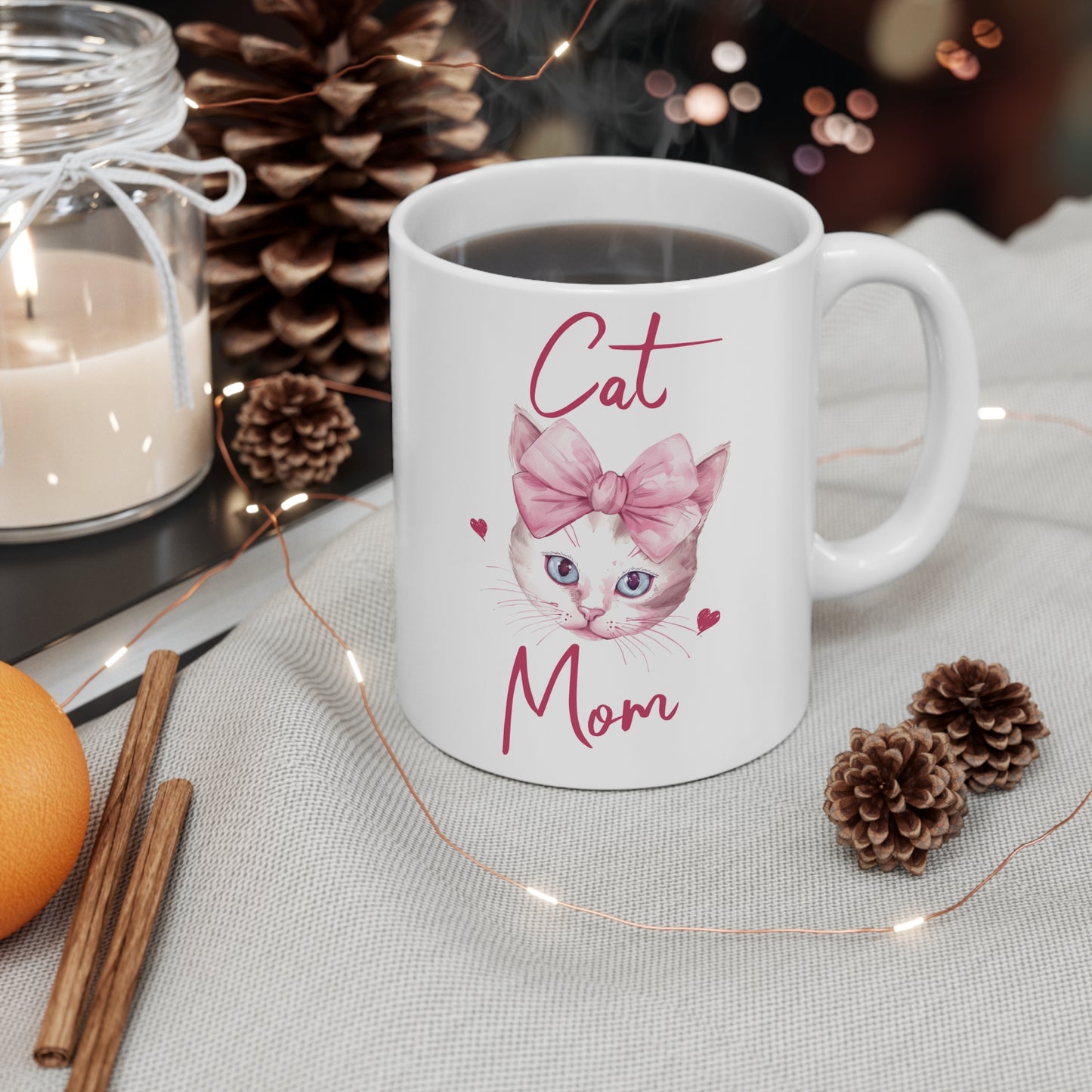 Cat Mom Mug – Cute Pink Cat Coffee Cup