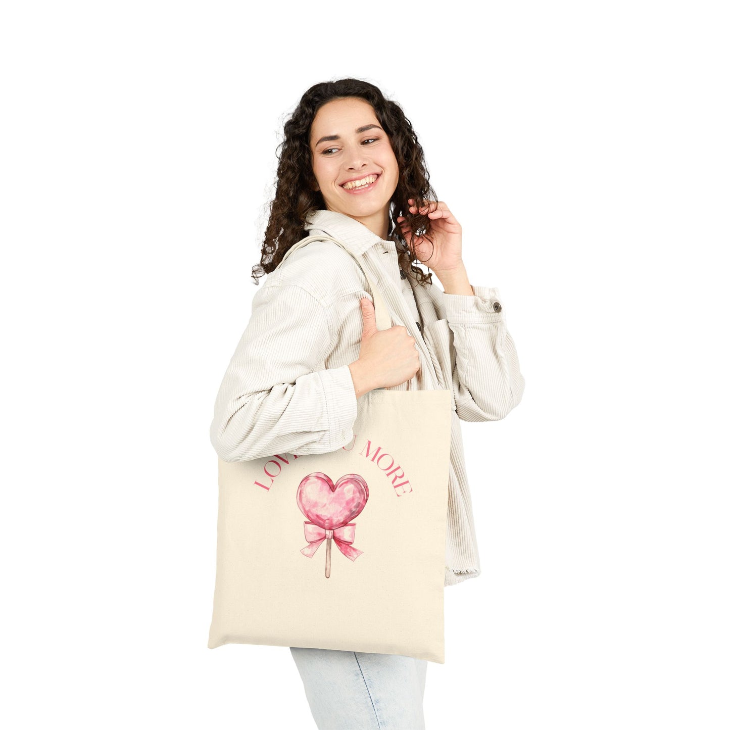 Love You More Tote Bag – Coquette Romantic Canvas Tote