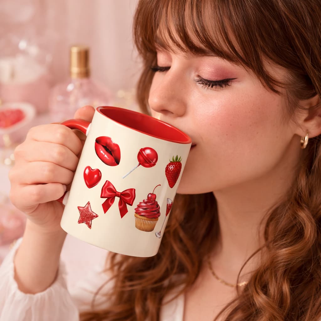 Coquette Mug – Red Girly Aesthetic Coffee Cup