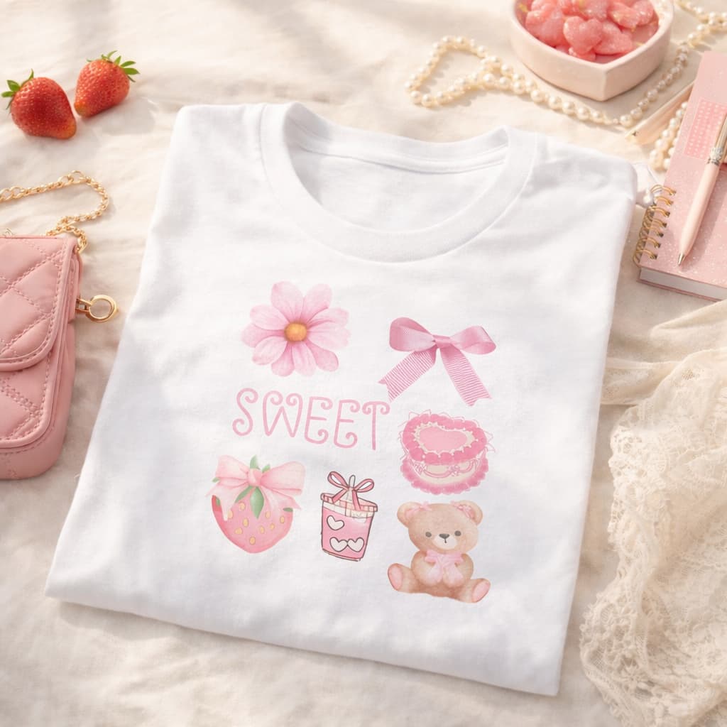 girly coquette pink aesthetic t-shirt