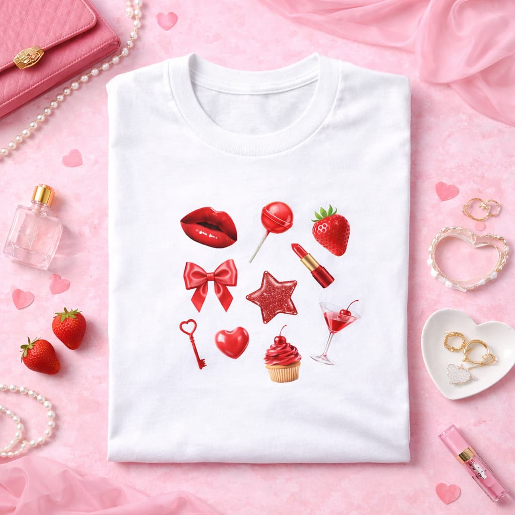 Red Feminine Icon Graphic Tee
