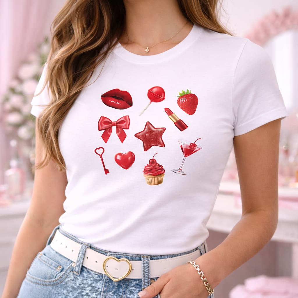 Red Feminine Icon Graphic Tee