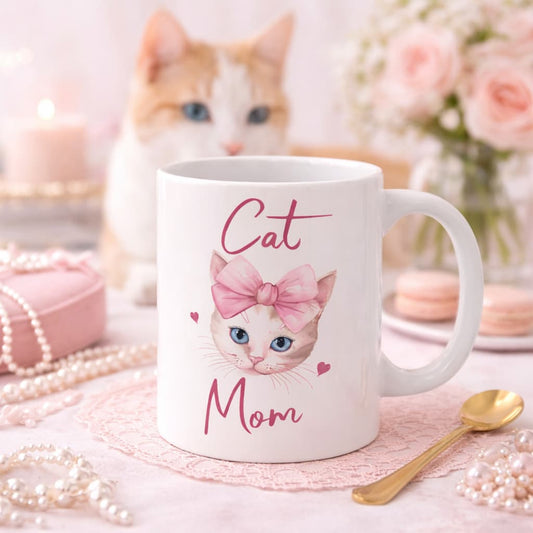 Cat Mom Mug – Cute Pink Cat Coffee Cup