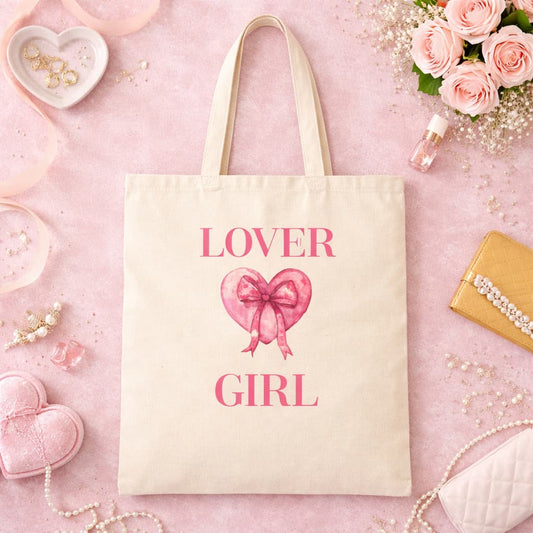 Lover Girl Tote Bag – Coquette Pink Canvas Tote