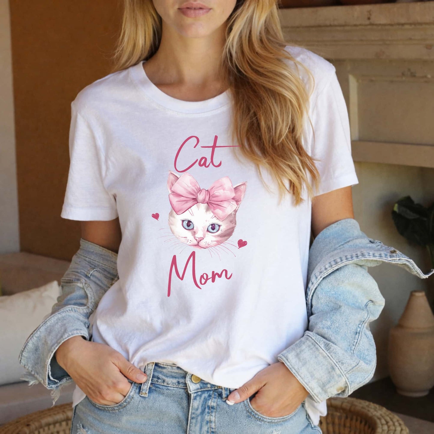 Cat Mom T-Shirt – Cute Pink Cat Lover Tee for Women