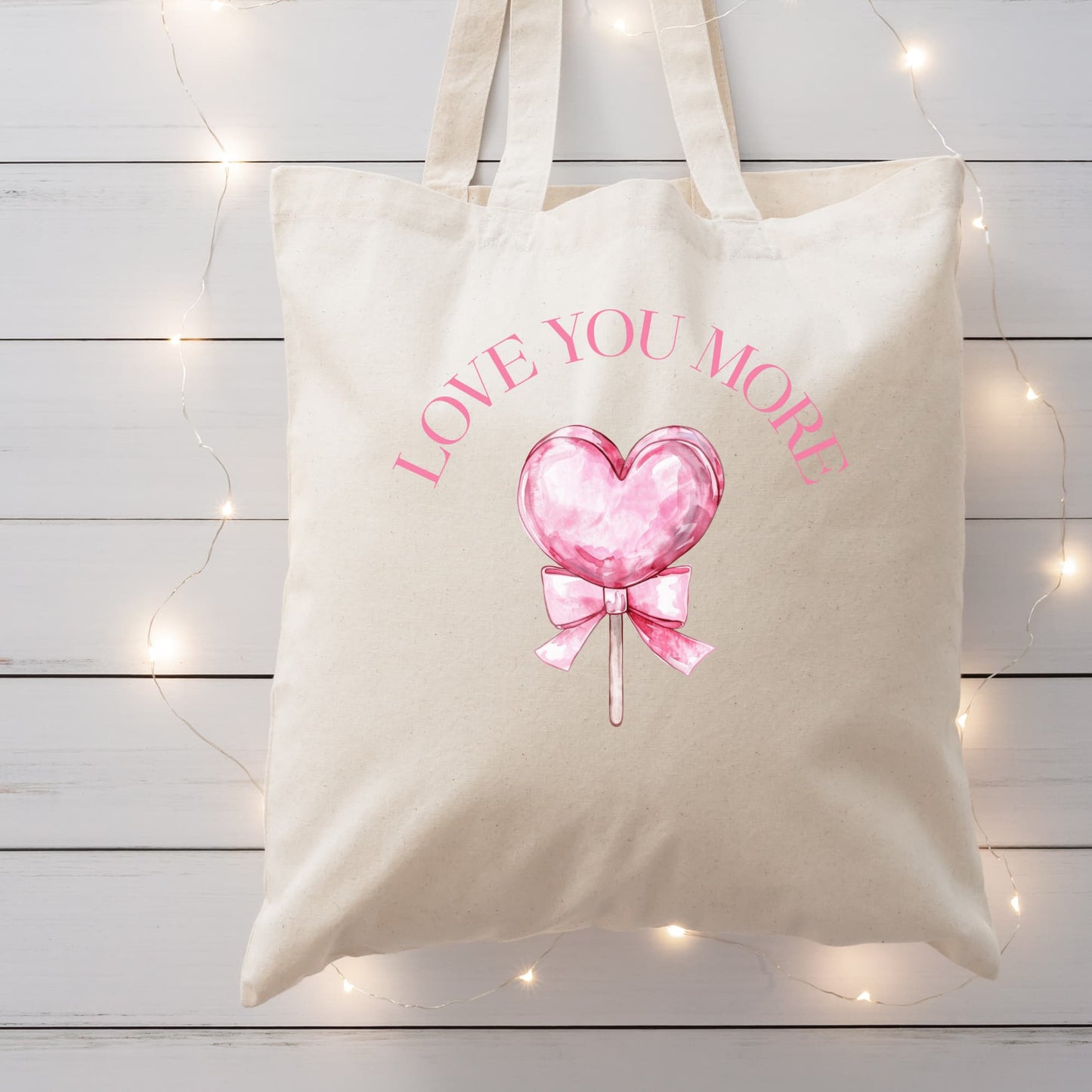 Love You More Tote Bag – Coquette Romantic Canvas Tote